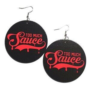 Too Much Sauce Red Medium Statement Wood Earrings